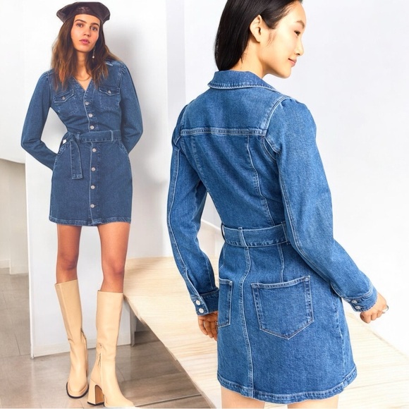 PAIGE Dresses & Skirts - NWT Paige Mayslie Long Sleeve Denim Shirt Dress Size 10 Retail $269